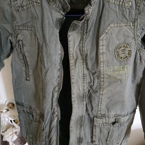 Kids jacket khaki gray like new, size 122-128 cm