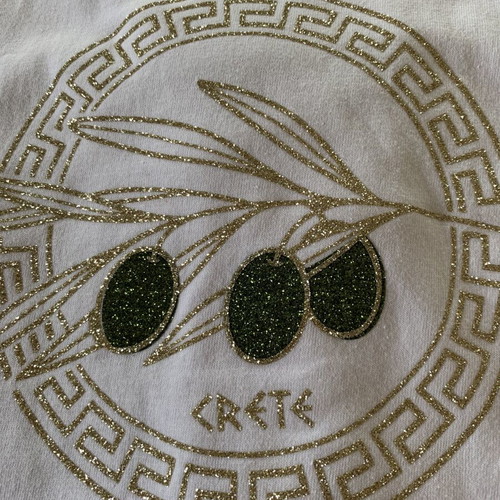 T-shirt from Crete new, size M, white with glitter design