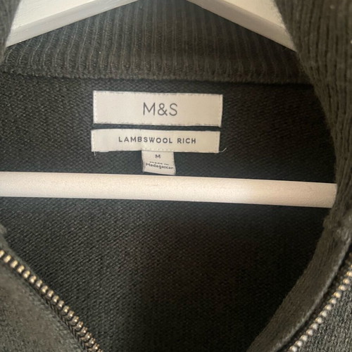 Marks and Spencer wool half zip sweater used, green, size M