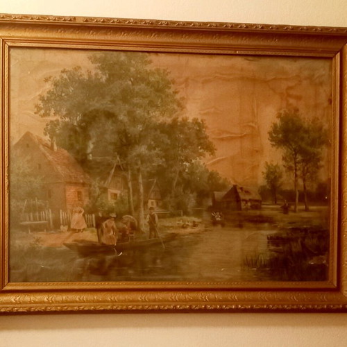 Painting used 1909 with glass and golden carved frame
