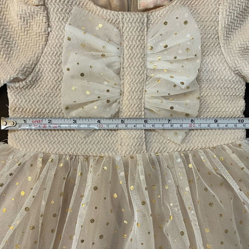 Tulle dress for 2-year-old girl new, beige with gold details
