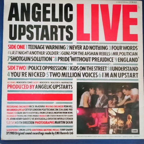 Angelic Upstarts Live vinyl punk rock like new