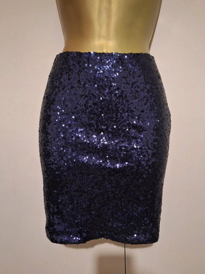 Navy Blue sequin mini skirt like new, size 38