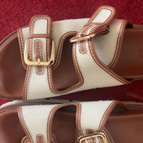 H&M slippers new brown with beige