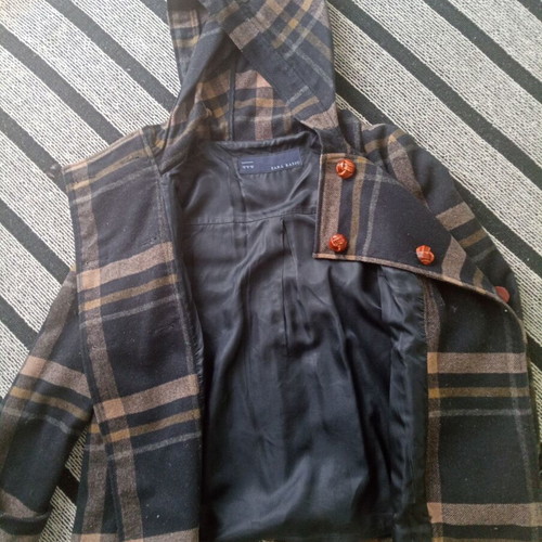 Zara mid-length checked coat used, size M