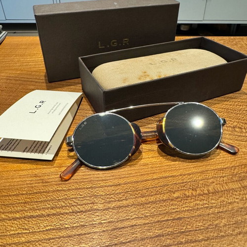 L.g.r Togo sunglasses like new, nickel with tortoise shell and mirror lens