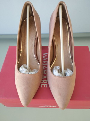 Mariamare suede pumps used, block heel, size 37, soft nude color