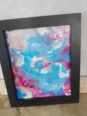 Painting used, 26x31 cm, no glass, frame with marks