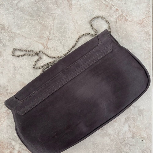 Accessorize Grey Satin Clutch Bag Shoulder like new with chain