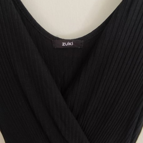 ZUIKI Black ribbed sleeveless dress one size with elastic waist