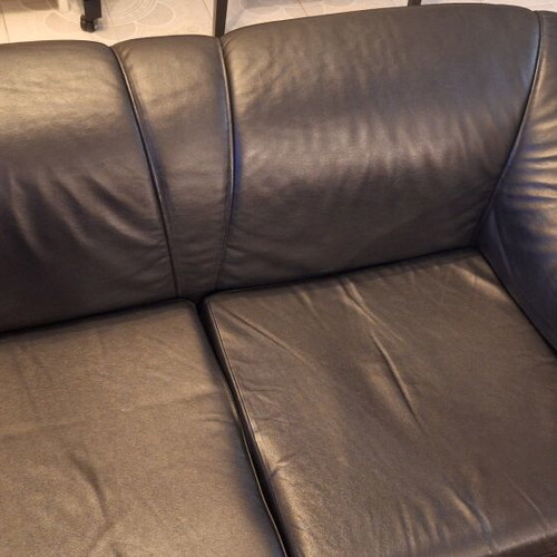 Two-Seater Sofa Black Leatherette Like New