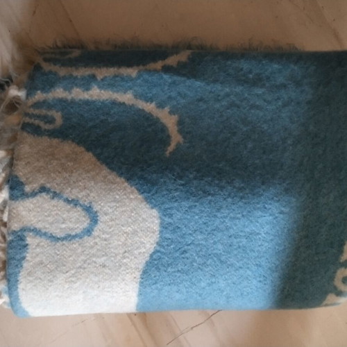 Vintage Biokarpet Klinto reversible wool blanket, new