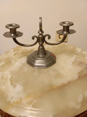 Candlestick like new with two candles, German tin 95%