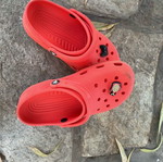 Crocs clogs orange-red with 2 authentic bits, size 37