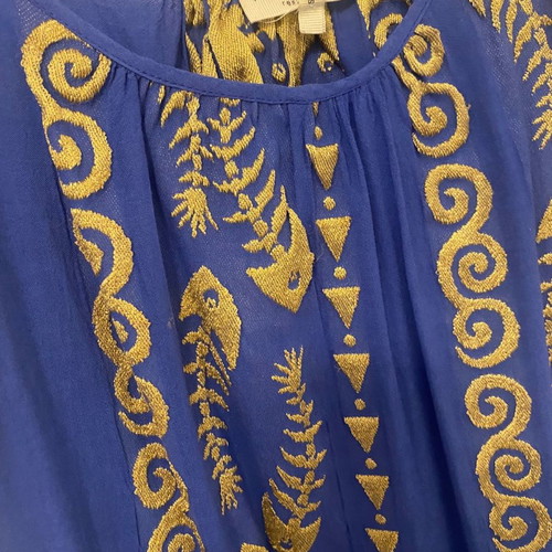 Nema long dress with gold embroidery s/m new, blue