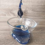 Murano crystal set used, blue basket with handle and dolphin ashtray
