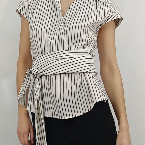 ZARA Striped Shirt With Waist Belt Like New