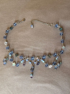 Choker χειροποίητο κολιέ από ανοξείδωτο ατσάλι, καινούργιο, μπλε και ασημί