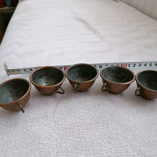 Small copper cups used, set of 5