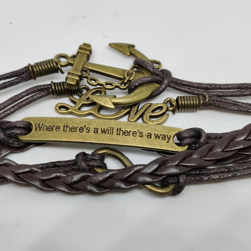 Unisex Vintage Bracelet with Anchor and Message Like New