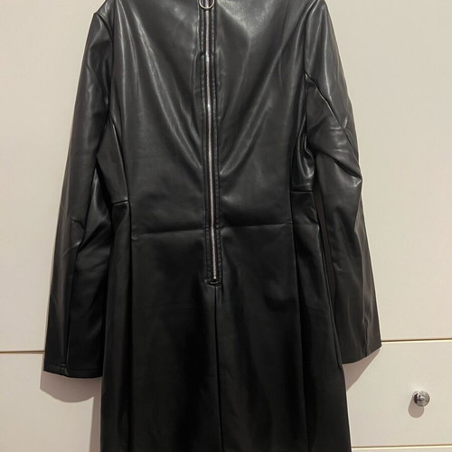 Pink Woman women's dress with leather look like new, black, size S
