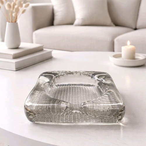 Glass ashtray new with geometric design
