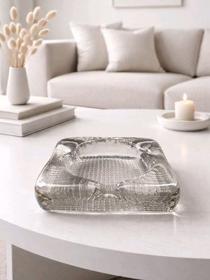 Glass ashtray new with geometric design