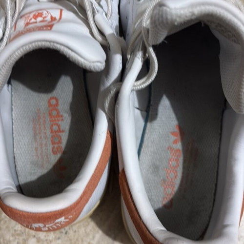 Adidas Stan Smith classic sneakers, white and orange, size 44