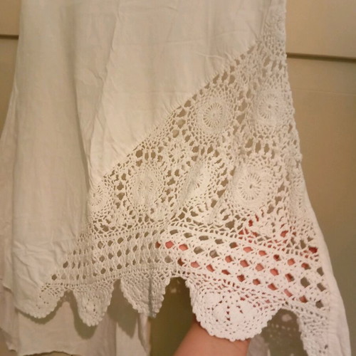 Handmade cotton skirt used with crochet design, M/L, white