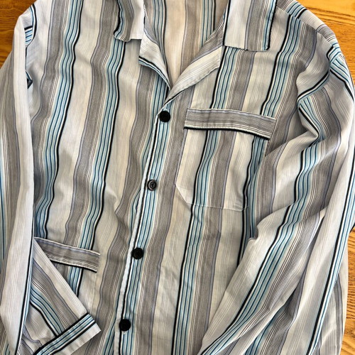 Striped Pyjama Shirt size 54 vintage like new, white and blue