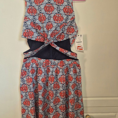Zara printed dress with cut outs Large new, 100% cotton