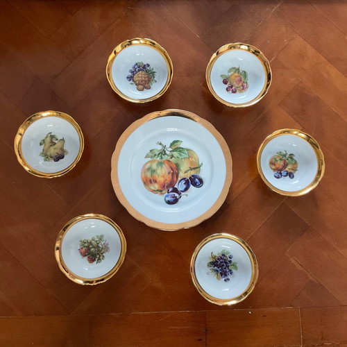 Czechoslovakia pasta plate and bowl set with gold trim