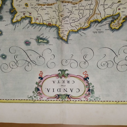 Authentic handcolored map of Crete by Blaeu used