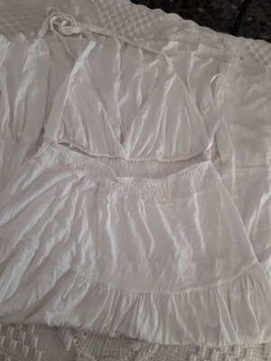 Box Now White Dress Long Triangle Halter Neck, New, Heavy Elastic Fabric