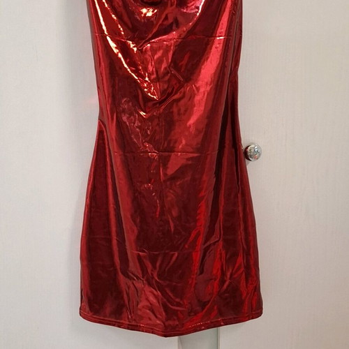 Red shiny mini club dress new
