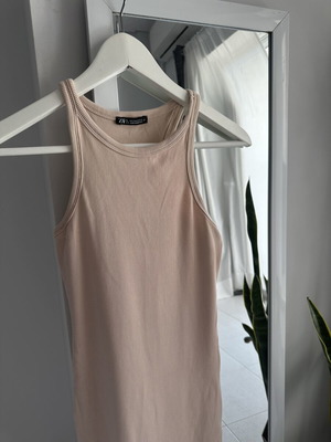 Zara fitted dress, rib fabric, salmon pink
