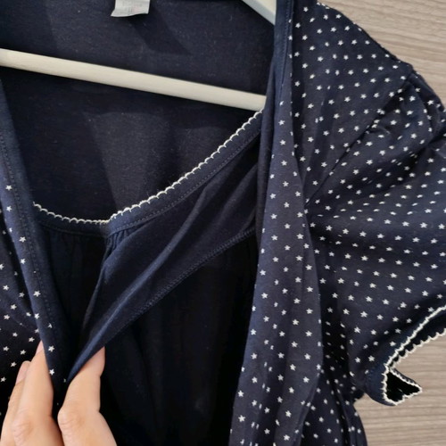 Nursing nightgown Large short-sleeve cotton like new, dark blue with stars