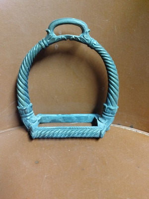 Equestrian stirrup used antique collectible piece made of brass
