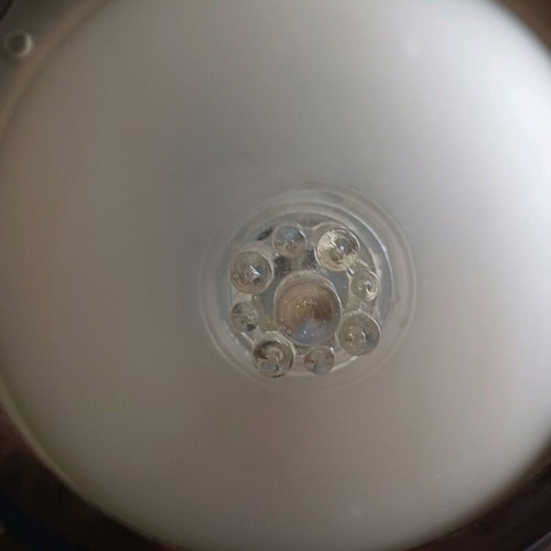 Adjustable ceiling light like new, blown glass and metal