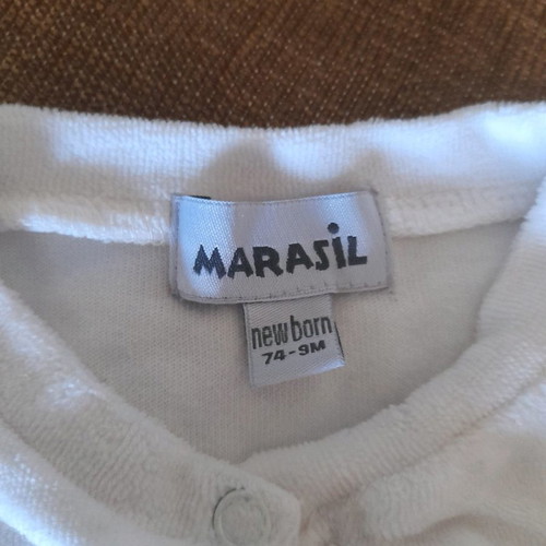 Marasil baby romper 9 months used, velour with leopard fur details