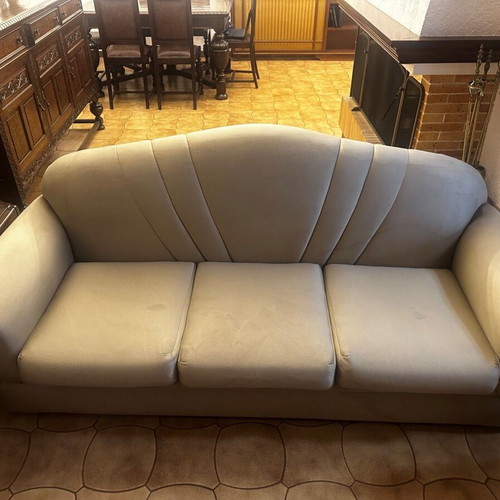 Living room set 1980s used, 3-seater, 2-seater, armchair & 4 tables