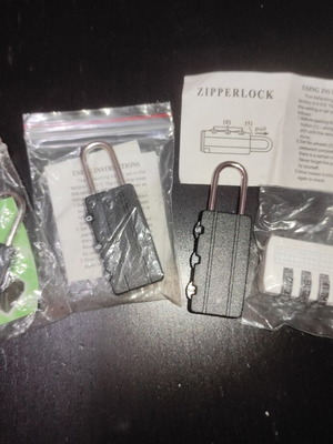 Mini Carabiner Padlocks pack of 4 with 3-digit combination, new