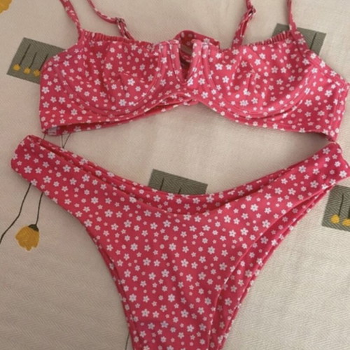 Brazilian bikini set like new, white and pink, size S