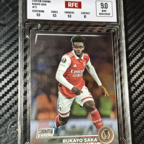 2022-23 Topps Stadium Club Chrome Bukayo Saka #72 Arsenal FC card RFE 9 Mint