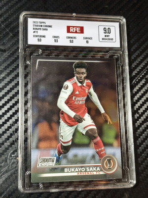 2022-23 Topps Stadium Club Chrome Bukayo Saka #72 Arsenal FC card RFE 9 Mint