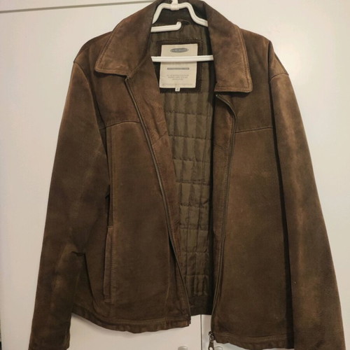 Leather jacket brown suede used, oversized, size L