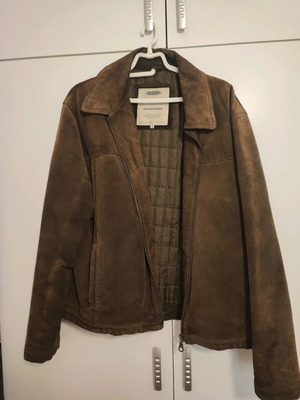 Leather jacket brown suede used, oversized, size L