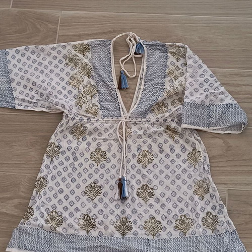 Dharma beachwear cotton one size like new, white and blue