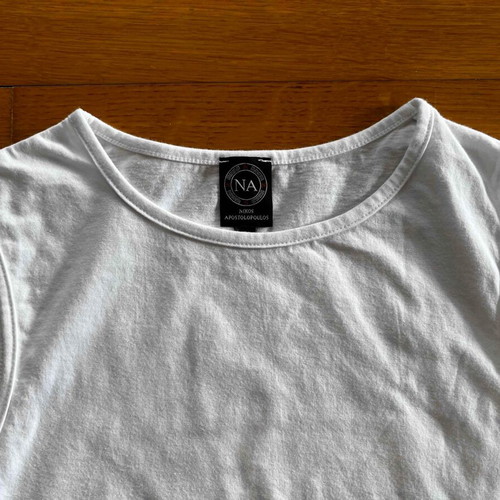 Top N. Apostolopoulos with Back Print like new, white and black, size M