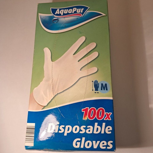 AquaPur Disposable Gloves box of 100, size M, new